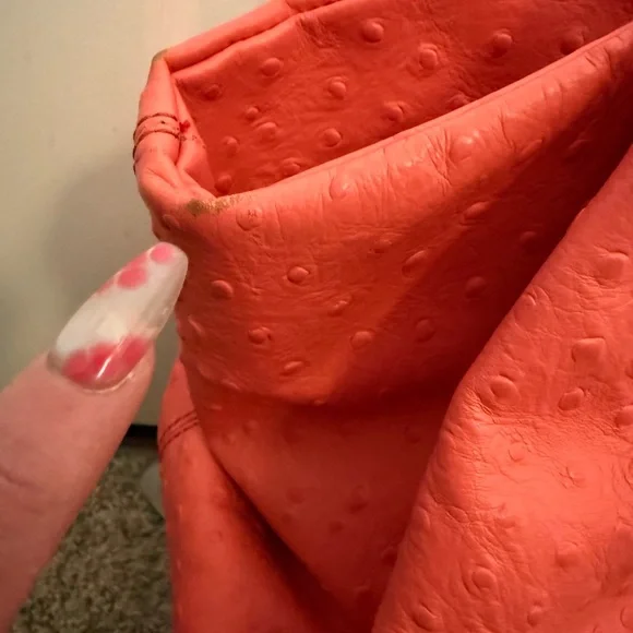 Kate Spade Coral Ostrich Textured Shoulder Bag With Matching Wallet - Picture 5 of 7